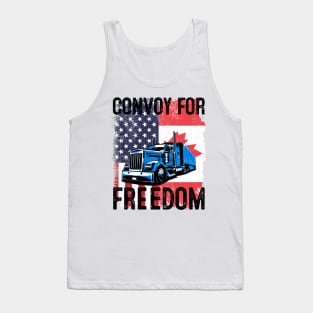 American Flag Canada Flag Convoy For Freedom 2022 Trucker Driver Tank Top